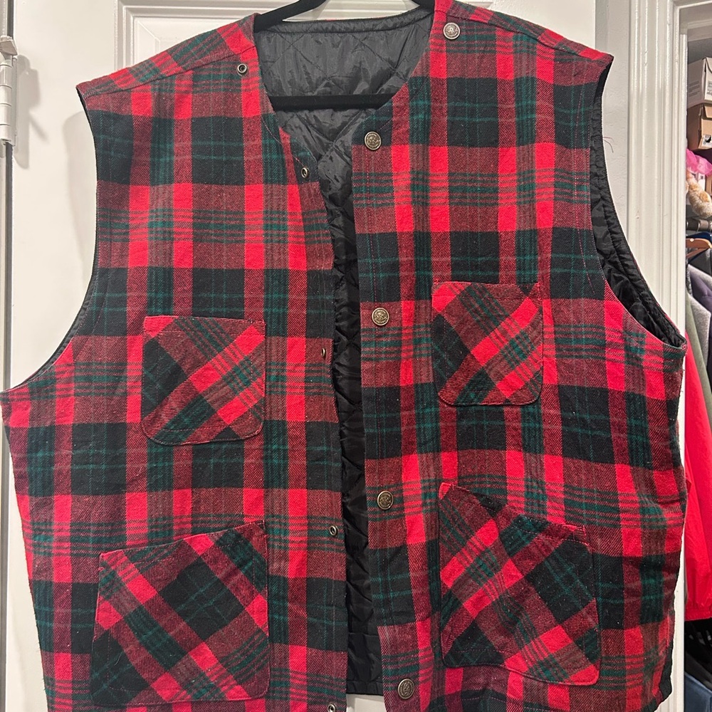 Red and Green Plaid Vest